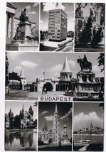 Hungary Postcard Budapest Multi View Statues Castles Churches - £2.32 GBP