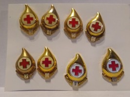 Lot Vintage Red Cross Gallon Blood Doner Tac Pins 3 4 5 6 7 8 9 10 total... - $19.15