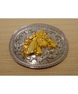 Vintage two tone gold &amp; silver horse head belt buckle - $12.00