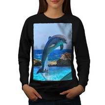 Wellcoda Dolphin Ocean Wild Womens Sweatshirt, Smart Casual Pullover Jumper - £22.64 GBP+