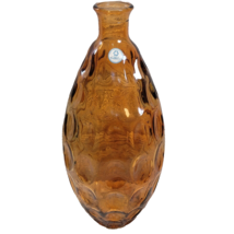 Vidrios San Miguel Thumbprint Vase Recycled Glass Spain Amber Orange Bubble Vtg - £40.15 GBP