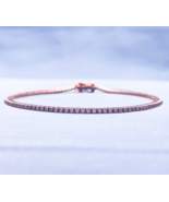 14Carat Rose Gold Diamond Tennis Bracelet 4-Claw 0.94cts 7.25&quot; Inches H-SI - $1,710.08
