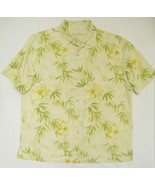 TOMMY BAHAMA Men&#39;s 100% SILK SHIRT Green Tropical Floral Short Sleeve Sz XL - £33.83 GBP