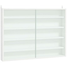 White 5-Tier Wall Glass Display Cabinet - 2 Doors, Adj. Shelves - $107.99