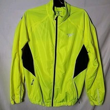 Brooks Men L Neon Yellow Pocket Zip Full Zip Outdoor Sport Running Jacket - £46.69 GBP