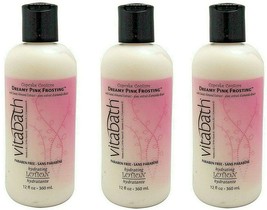 LOT 3 Vitabath Dreamy Pink Frosting w/ sweet Almond Extract 12 oz Ea Body Lotion - £34.24 GBP