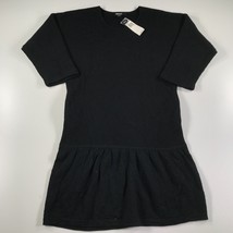 DKNY Sweater Dress Womens Small Petite Black Chunky Knit Merino Wool Ski... - $41.72