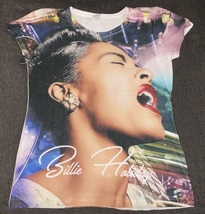Billie Holiday T-Shirt tee Womens Medium Big Face Jazz Singer Strange Fruit - £23.59 GBP