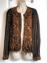 Vintage Sandy Starkman Hand-made Boho Fringe Western Jacket Size Medium Beaded - £52.74 GBP