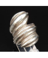 UNODE50 925 Silver - Vintage Wide Ribbed Spiral Bypass Ring Sz 7 - RG26061 - €100,46 EUR