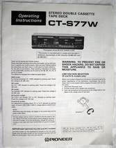 SONY CT S77W Stereo Double Cassette Tape Deck Original Manual  - $11.40