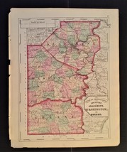1872 Antique Hand Colored Map Pa Allegheny Washington Green County 17.25&quot;x13.75&quot; - £39.34 GBP