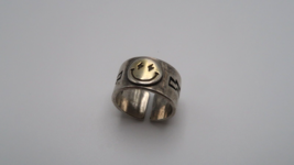 Sterling Silver - Lightning Bolt Smiley Face Emoji Cuff Band Ring Size 5 - £23.81 GBP