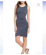 Melrose n Market Sz M Leith Dress Ruched Bodycon Slip On Tank Midi Stretch - $24.22
