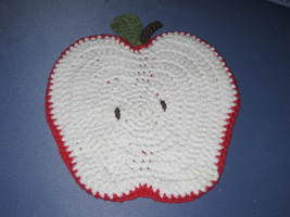 Apple Shaped Potholder-Trivet in Red and White by Mumsie of Stratford. - £8.01 GBP