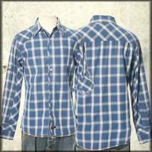 Fender Kashmire Mens Long Sleeve Button Up Dress Shirt Blue White Plaid ... - $52.37