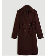 New Ann Taylor Chocolate Brown Long Sleeve Lined Belted Trench Coat Sz L - £119.52 GBP