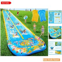 40FT Double Water Slide with Bodyboards for Kids and Adults Heavy Duty Blue - $135.58