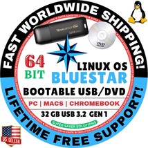 BLUESTAR LINUX OS ALL VERSIONS 64-Bit Live Boot USB, Full Install for MA... - $8.99