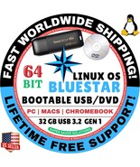 BLUESTAR LINUX OS ALL VERSIONS 64-Bit Live Boot USB, Full Install for MA... - $169.87 MXN