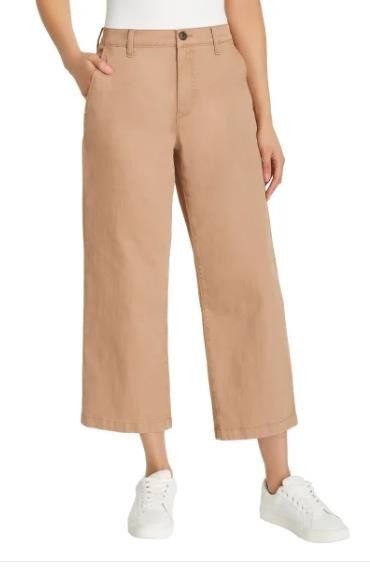 Ella Moss Womens Pants Brown Cropped Wide Leg Pockets High-Rise Belt Loops - $42.99
