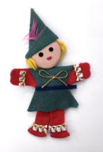 Vintage Handmade Christmas Elf Pixie Magnet Felt and Trim Colorful &amp; Cute 5&quot; - £7.99 GBP