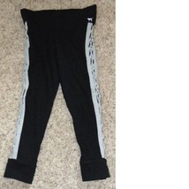 Womens Yoga Pants Victorias Secret Black Elastic Waist Cropped Strappy-size M - £27.25 GBP