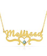 Royal Font Genuine Gemstone Ornate Design 14k Solid Gold Custom Name Nec... - €375,53 EUR