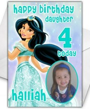 PRINCESS JASMINE Photo Upload Birthday Card - Personalised Disney Birthd... - £4.32 GBP