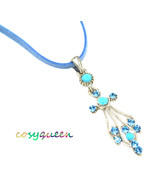  Swarovski Element crystal Aqua blue silver angel cross pendant necklace - £7,923.87 GBP