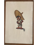 Leo Politi Watercolor Painting Little Mexican Boy w/Hat Signed w/Frame - £616.28 GBP