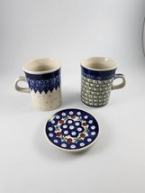 Polish Pottery Boleslawiec Ceramika Artystyczna Coffee Mugs and saucer - £26.26 GBP