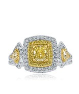 1.39 TCW Amortiguador Amarillo Anillo de Compromiso Diamante 18k Oro Blanco - €3.052,04 EUR