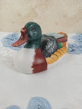 Vintage Ceramic Hand Painted Cannon Shell Duck Figurine 8&quot; - £10.64 GBP