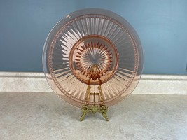 Pink Vintage Depression Glass  Starburst Design Large 10.5&quot; Plate - $13.34 CAD