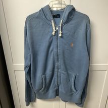Mens Ralph Lauren Polo Full Zip Up Hoodie Size L Sky Blue - $77.63