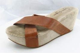 Jessica Simpson Sz 7.5 B Brown Slide Leather Women Sandals - £15.57 GBP