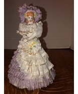 Vintage Heirlooms of Tomorrow Porcelain &amp; Purple Lace Lady Figurine 8&quot; F... - $14.95