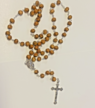 Olive Wood Rosary with Holy Soil , New from Jerusalem #AB-348-R2 - $182.66 MXN
