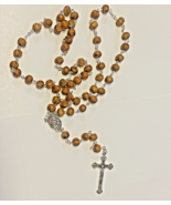 Olive Wood Rosary with Holy Soil , New from Jerusalem #AB-348-R2 - $182.66 MXN