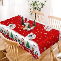 Raweao Christmas Tablecloth Santa Claus Trees Red 84x60 Inch Rectangle - $298.41 MXN Raweao Christmas Tablecloth Santa Claus Trees Red 84x60 Inch Rectangle - $298.41 MXN