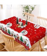 Raweao Christmas Tablecloth Santa Claus Trees Red 84x60 Inch Rectangle - €13,92 EUR