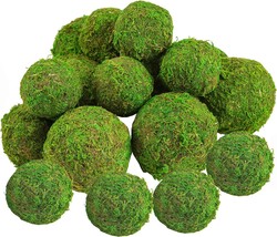 18 Pack Decorative Faux Dried Moss Balls- 6 Pcs. 3 Point 1 Inch Artificial Green - £31.29 GBP