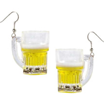 Big Funky Realistic Beer Ale Mug Earrings St Patrick Sport Party Costume Jewelry - £5.41 GBP