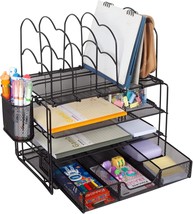 Desktop Desktop File Organizer, All In One Desk Organizer With Pen Holder, Black - $39.99