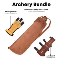Traditional Back Archery Quivers Leather Armguard &amp; 3 Finger Tab Archery... - £105.16 GBP