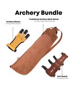 Traditional Back Archery Quivers Leather Armguard &amp; 3 Finger Tab Archery... - £105.63 GBP