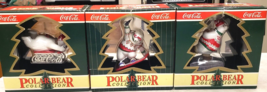 NIB Coca Cola Polar Bear Collection Lot of 3 Christmas Ornaments - £29.82 GBP