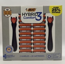Bic Hybrid Comfort 3 Razor Box Gift Set 20 Cartridges 2 Handles - $19.95