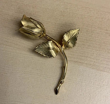 Vintage Giovanni Brooch Pin Gold Tone Rose Flower 3&quot; - $6.22